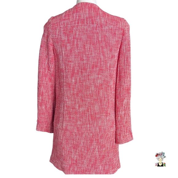 Vintage Belaire Red White Tweed Zip Up Sweater Coat  Metal Zippers Pockets S - Picture 2 of 12